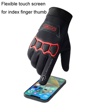 LANYIER Fall Winter Motorcycle Outdoor Riding Gloves Men Velvet Warm Non-slip Touch Screen Windproof Gloves, Average