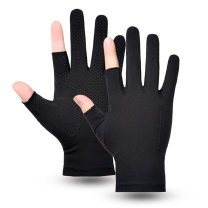 Outdoor Bicycle Riding Fishing Gloves Thin Breathable Anti-UV Sports Ice Silk Gloves, Men 2 Fingers Black, Men Half Finger Black, Men Full Finger Black, Men 2 Fingers Gray, Men Half Finger Gray, Men Full Finger Gray, Men Full Finger Navy...
