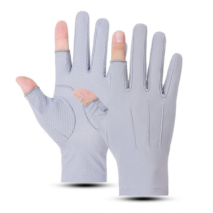 Outdoor Bicycle Riding Fishing Gloves Thin Breathable Anti-UV Sports Ice Silk Gloves, Men 2 Fingers Black, Men Half Finger Black, Men Full Finger Black, Men 2 Fingers Gray, Men Half Finger Gray, Men Full Finger Gray, Men Full Finger Navy...