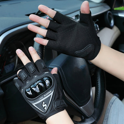 Motorcycle Protection Half Finger Gloves Men Outdoor Riding Sports Tactical Hiking Gloves, Average