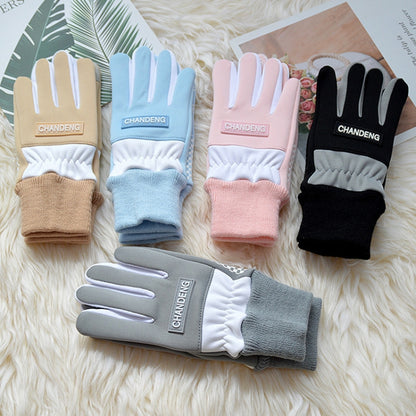 Winter Ski Velvet Warm Gloves Touch Screen Outdoor Riding Waterproof Windproof Gloves, Average