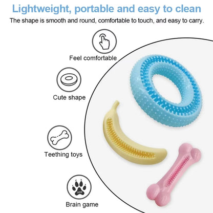 Pet Chewing Teeth Cleaning Toy Teething Stick, Round, Bone, Banana