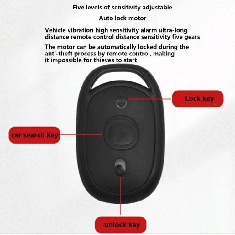 48-72V Electric Motorcycle One-Button Start Remote Lock Anti-Theft Alarm, Two-wheeler, Three-wheeler