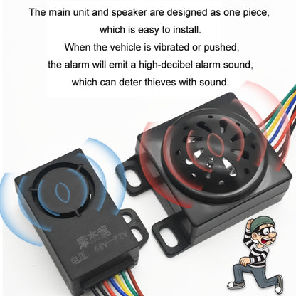 48-72V Electric Motorcycle One-Button Start Remote Lock Anti-Theft Alarm, Two-wheeler, Three-wheeler