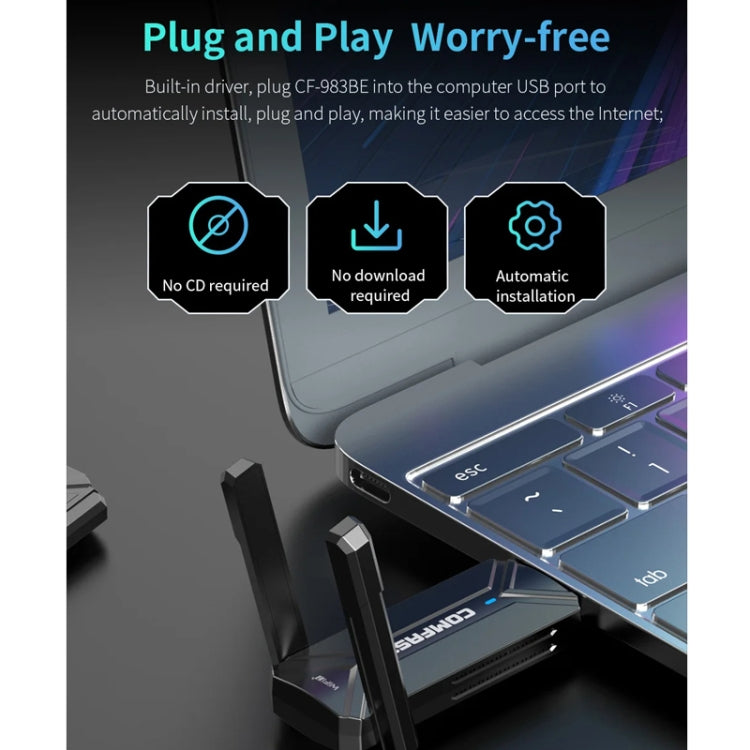 COMFAST CF-983BE WiFi7 Tri-Band 6500Mbps USB Wireless Network Adapter PC Network Card, CF-983BE