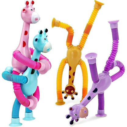 Telescopic Suction Cup Giraffe Funny Hundred Change Children Cartoon Educational Toy