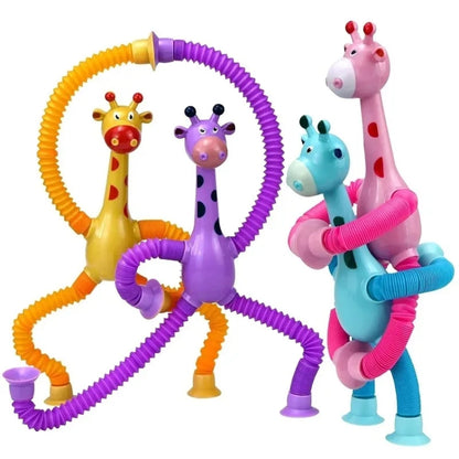 Telescopic Suction Cup Giraffe Funny Hundred Change Children Cartoon Educational Toy