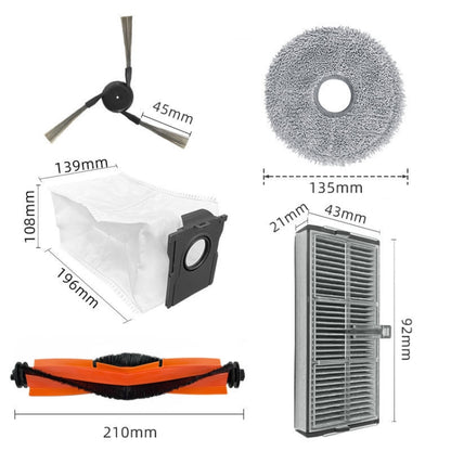 For Dreame X40 Pro / X40 Ultra Robot Vacuum Replacement, Rubber Brush, Side Brush, Dust Bag, Bristle Brush, Filter, Rag