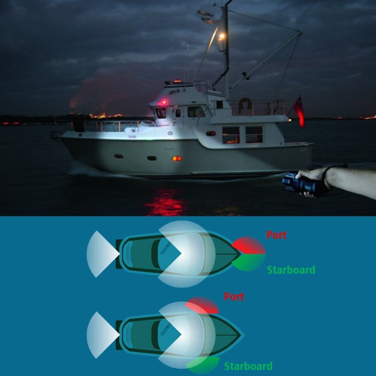 Marine Navigation Warning Light Signal LED Yacht Light, White Shell Green, White Shell Red, Black Shell Green, Black Shell Red, Silver Shell Green, Silver Shell Red