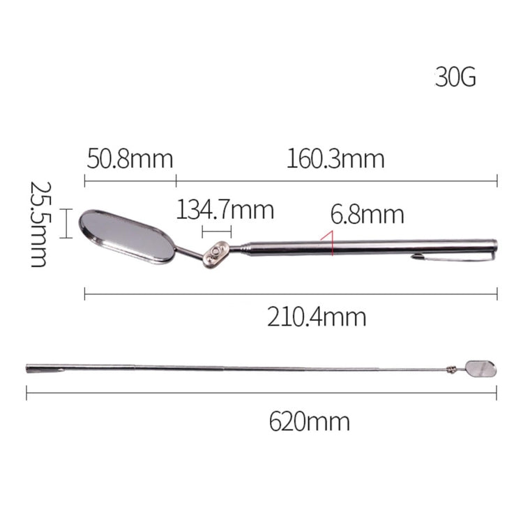 Car Universal Folding Telescopic Inspection Mirror Underbody Inspection Endoscope, Oval