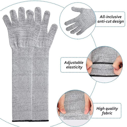 1pair Extended Anti-Cut Sleeve Gloves HPPE Anti-Scratch Arm Guard Anti-Bite Labour Gloves, 20cm Gray, 30cm Gray, 35cm Gray, 40cm Gray, 45cm Gray, 50cm Gray, 55cm Gray
