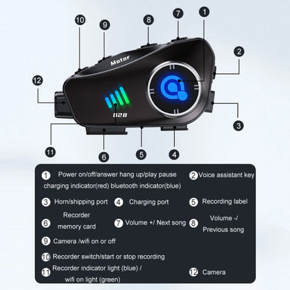 KUQIBAO Q28 Motorcycle Riding Helmet Bluetooth-compatible Headset Recorder, Soft Microphone, Hard Microphone, 2 In 1 Microphone