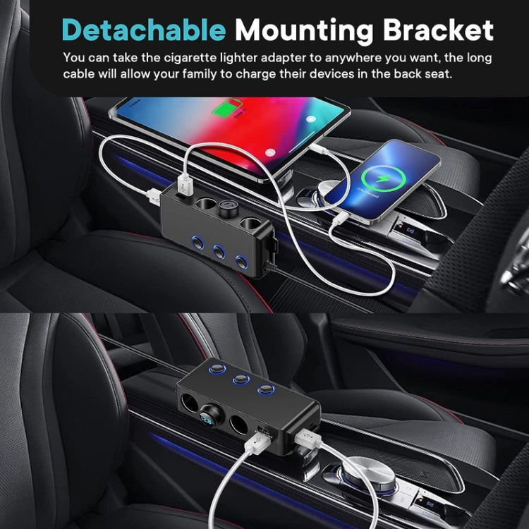 QC3.0/PD Fast Charging 7 In 1 Car Cigarette Lighter With Display, TR30P