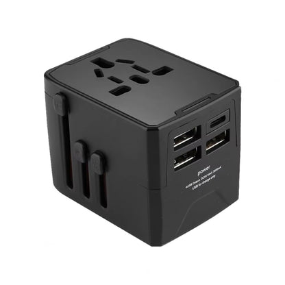 3 x USB & 1 x USB-C / Type-C Travel Plug Adapter International Universal Charging Block, HHT520 Black, HHT520  White