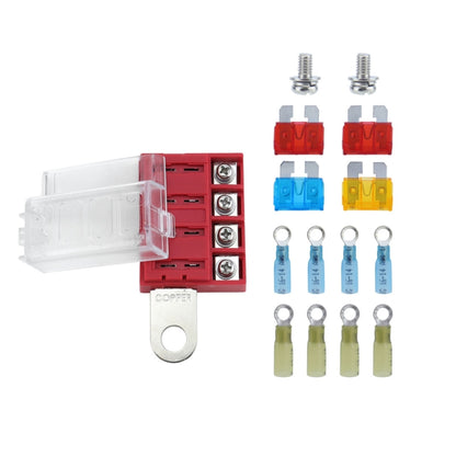 4-way RV Yacht Ignition Protection Battery Terminal Fuse Block, One, Two, Three