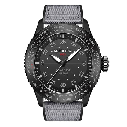 NORTH EDGE Men Light-powered Waterproof Sports Luminous Quartz Watch