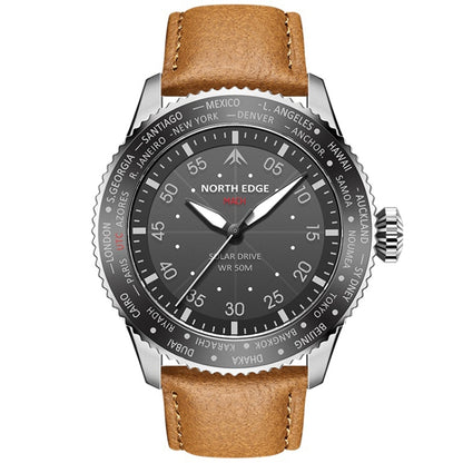 NORTH EDGE Men Light-powered Waterproof Sports Luminous Quartz Watch