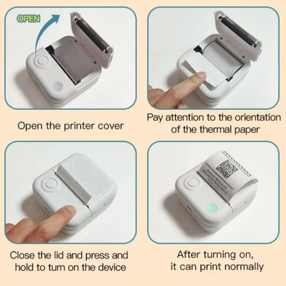 200DPI Mini Label Printer Thermal Inkless Black And White Printer With 1 Roll Printing Paper