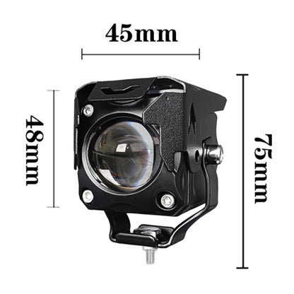 20W Motorcycle LED Headlight Auxiliary Spotlight Lens Dual Color Fog Light