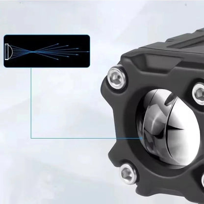 20W Motorcycle LED Headlight Auxiliary Spotlight Lens Dual Color Fog Light