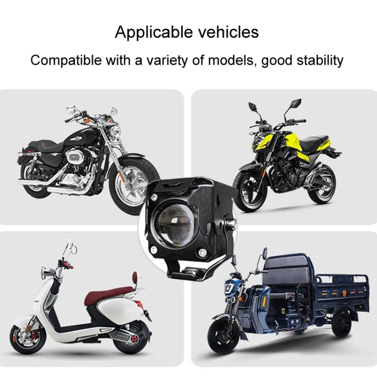 20W Motorcycle LED Headlight Auxiliary Spotlight Lens Dual Color Fog Light