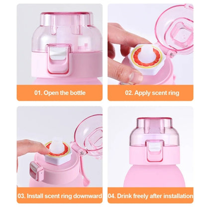Scent Flavored Water Bottle Leak-Proof Outdoor Sport Water Cup With 7 0 Sugar 0 Calorie Scent Rings, 600ml