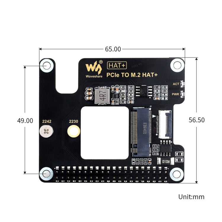 Waveshare For Raspberry Pi 5 PCIe To M.2 Adapter, NVMe Protocol M.2 SSD, Basic Kit