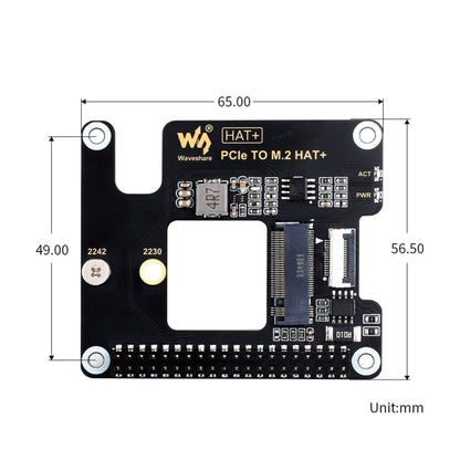 Waveshare For Raspberry Pi 5 PCIe To M.2 Adapter, NVMe Protocol M.2 SSD, Basic Kit