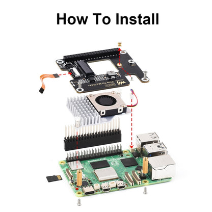 Waveshare For Raspberry Pi 5 PCIe To M.2 Adapter, NVMe Protocol M.2 SSD, Basic Kit