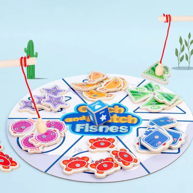 Toddler Color Shape Cognition Fishing Game Montessori Toy Wooden Magnetic Parent-Child Toy