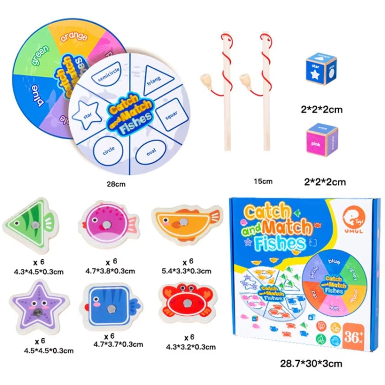 Toddler Color Shape Cognition Fishing Game Montessori Toy Wooden Magnetic Parent-Child Toy