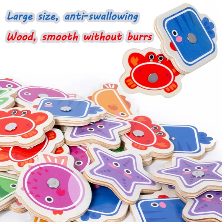 Toddler Color Shape Cognition Fishing Game Montessori Toy Wooden Magnetic Parent-Child Toy
