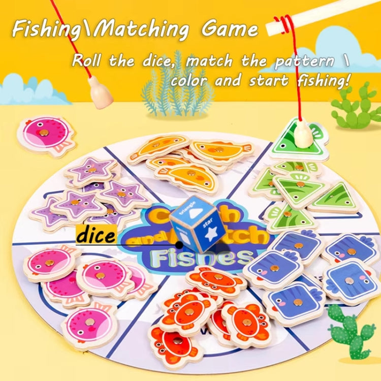 Toddler Color Shape Cognition Fishing Game Montessori Toy Wooden Magnetic Parent-Child Toy