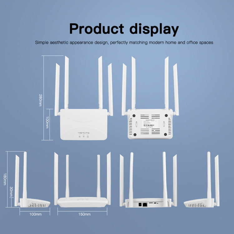 4G Wireless CPE Router Plug-in Mobile WiFi, EU Plug, Asian B1/3/5/7/8/38/40/41, European B1/3/7/8/20/38/40/41