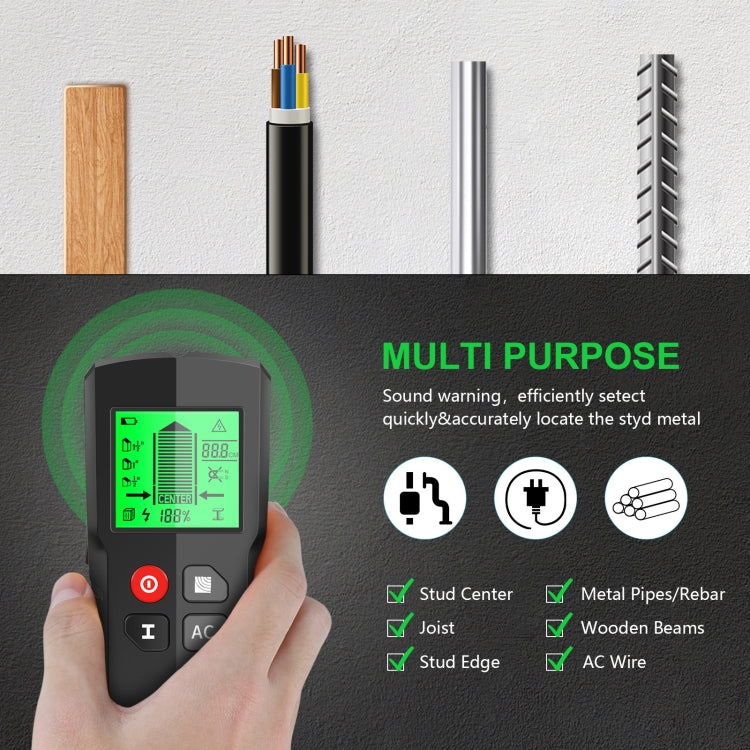 HW-QB5  5-In-1 Wall Stud Detector Wood Current Metal AC Wires Detection, HW-QB5