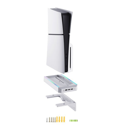 For PS5 Slim Console Wall-mounted Storage Rack With 3 USB2.0 Ports, Wall-mounted  Rack