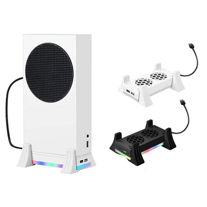For XBOX Series S Console Base Cooling Fan Built-in LED Light Strip, Base Cooling Fan Black, Base Cooling Fan White