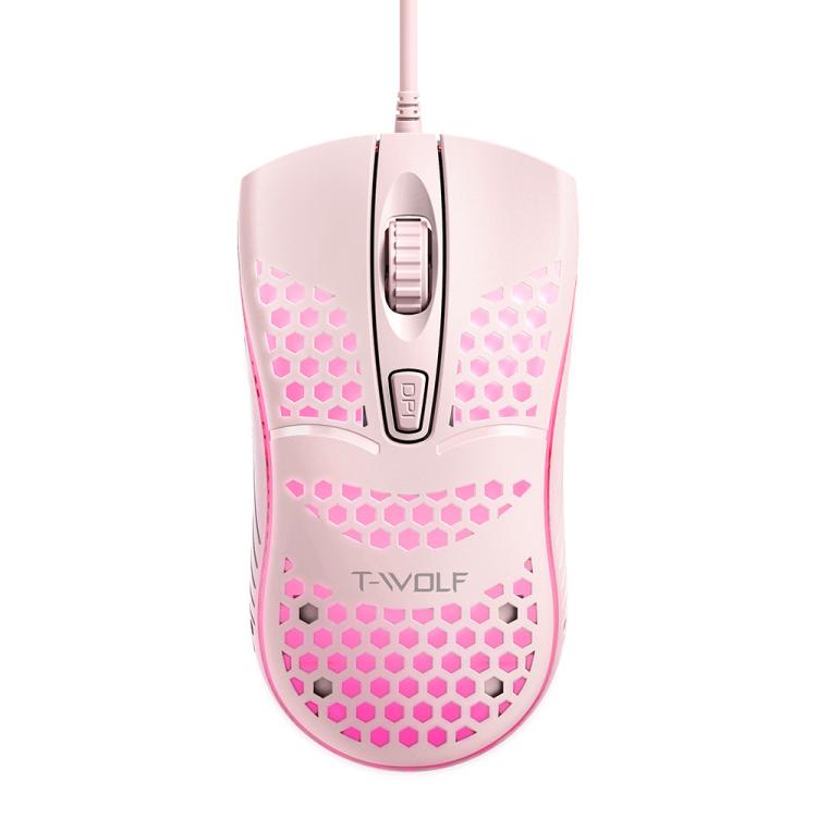 T-WOLF V15 Honeycomb Wired USB Gaming Mouse with RGB Lighting Ergonomic Hollow Design for PC Office Home Use