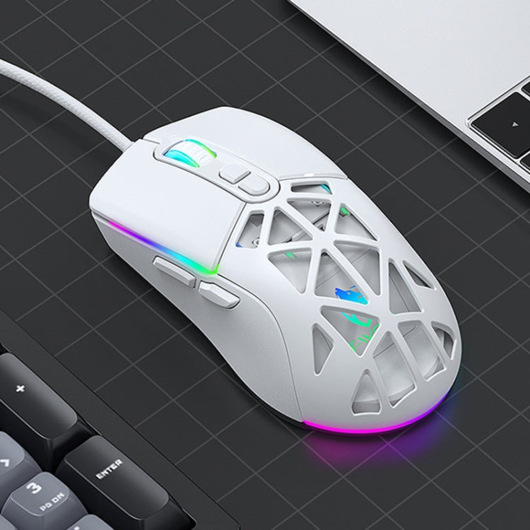 T-WOLF G520 7-keys RGB Marquee Honeycomb Hollow Gaming Wired Mouse