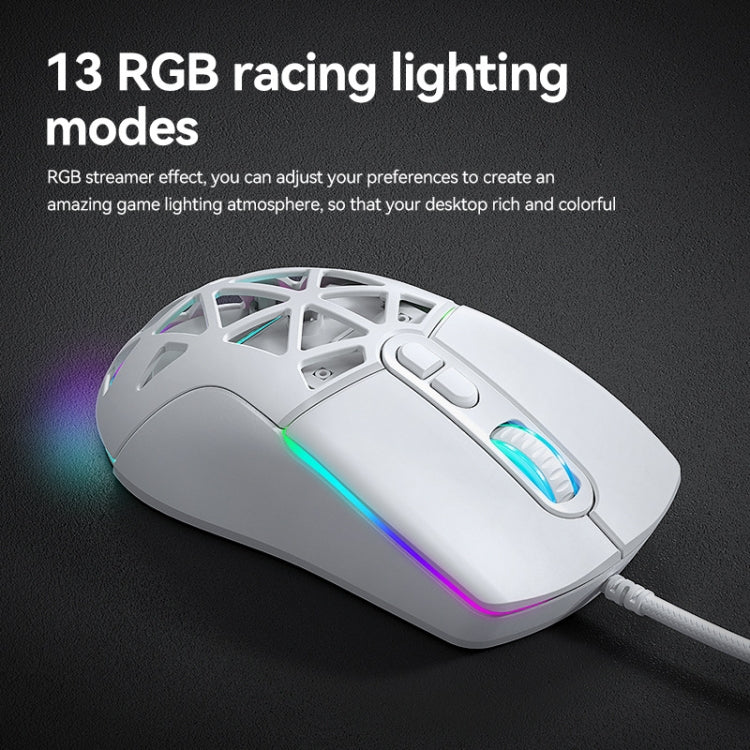 T-WOLF G520 7-keys RGB Marquee Honeycomb Hollow Gaming Wired Mouse
