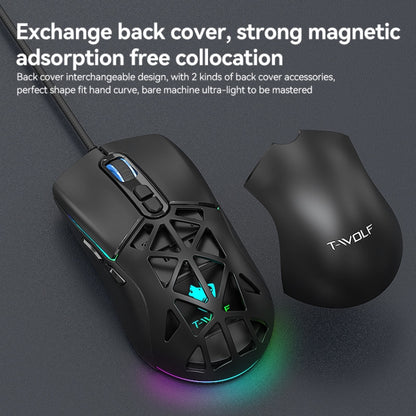 T-WOLF G520 7-keys RGB Marquee Honeycomb Hollow Gaming Wired Mouse