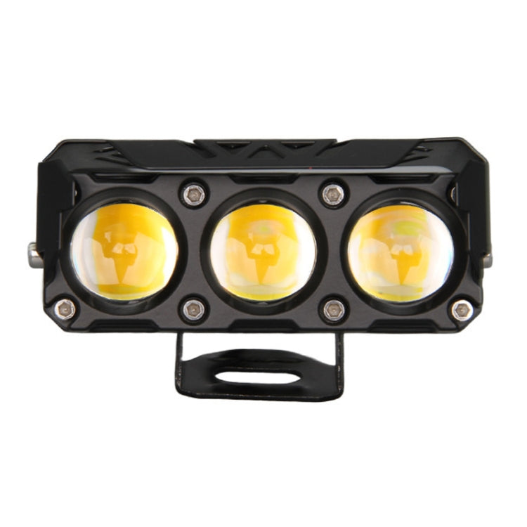 35W Motorcycle Spotlight Dual Color LED Headlight Triple Eye Waterproof Headlight, Flashing-(2 Wires), Straight Bright-Near Yellow+Far White (3 Wires), Straight Bright-Near White+Far White (3 Wires)