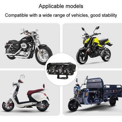 35W Motorcycle Spotlight Dual Color LED Headlight Triple Eye Waterproof Headlight, Flashing-(2 Wires), Straight Bright-Near Yellow+Far White (3 Wires), Straight Bright-Near White+Far White (3 Wires)