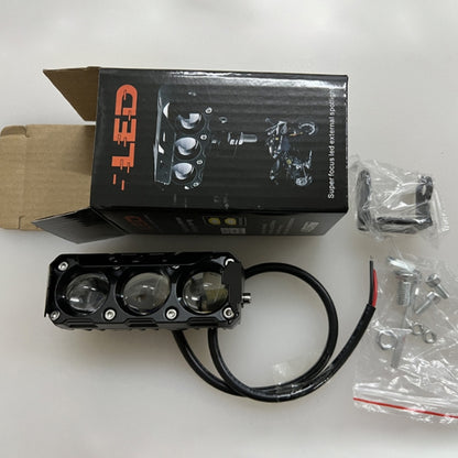 35W Motorcycle Spotlight Dual Color LED Headlight Triple Eye Waterproof Headlight, Flashing-(2 Wires), Straight Bright-Near Yellow+Far White (3 Wires), Straight Bright-Near White+Far White (3 Wires)