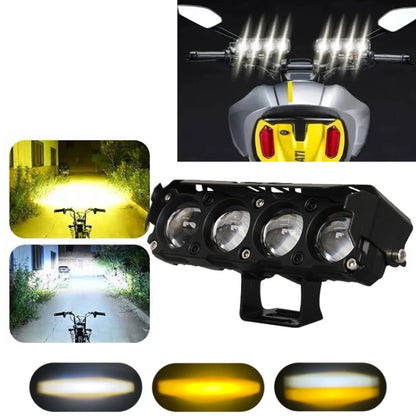 Motorcycle Spotlight External Lens Car LED Headlight Strong Spot Fog Light, Near Yellow+Far White-3 Wires, Flashing-2 Wires