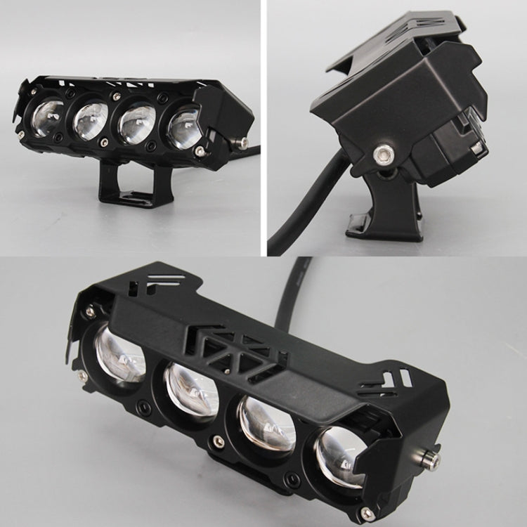 Motorcycle Spotlight External Lens Car LED Headlight Strong Spot Fog Light, Near Yellow+Far White-3 Wires, Flashing-2 Wires