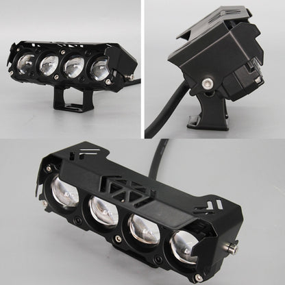 Motorcycle Spotlight External Lens Car LED Headlight Strong Spot Fog Light, Near Yellow+Far White-3 Wires, Flashing-2 Wires