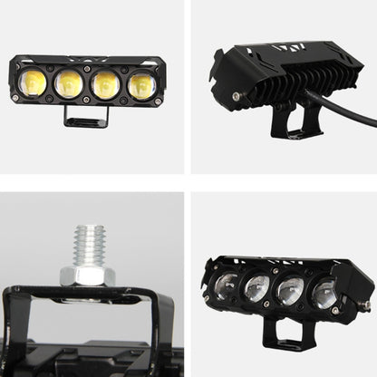 Motorcycle Spotlight External Lens Car LED Headlight Strong Spot Fog Light, Near Yellow+Far White-3 Wires, Flashing-2 Wires