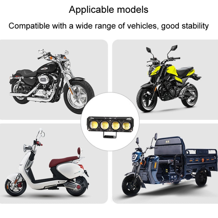 Motorcycle Spotlight External Lens Car LED Headlight Strong Spot Fog Light, Near Yellow+Far White-3 Wires, Flashing-2 Wires