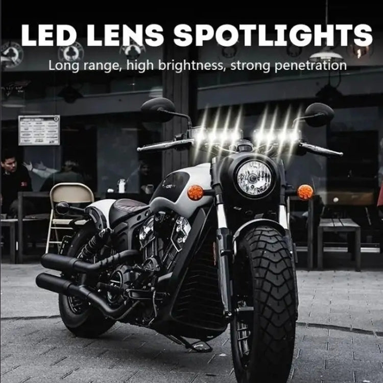 Motorcycle Spotlight External Lens Car LED Headlight Strong Spot Fog Light, Near Yellow+Far White-3 Wires, Flashing-2 Wires